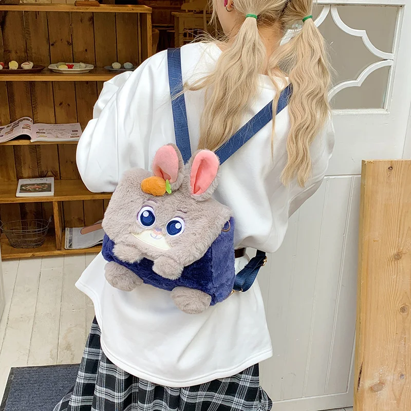 MINISO Zootopia دمية حقيبة كروسبودي لطيف الكرتون جودي نيك سعة كبيرة حقيبة ظهر رائعة حقائب ركاب هدايا الموضة غير رسمية