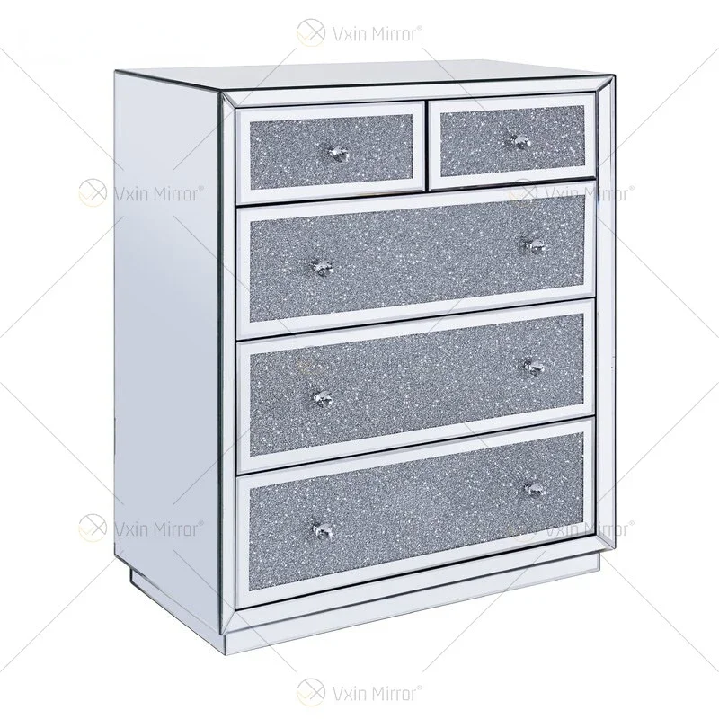 American Light Luxury Mirror Faced Cabinet, Bedroom Storage Cabinet, Glass Furniture Storage Cabinet,