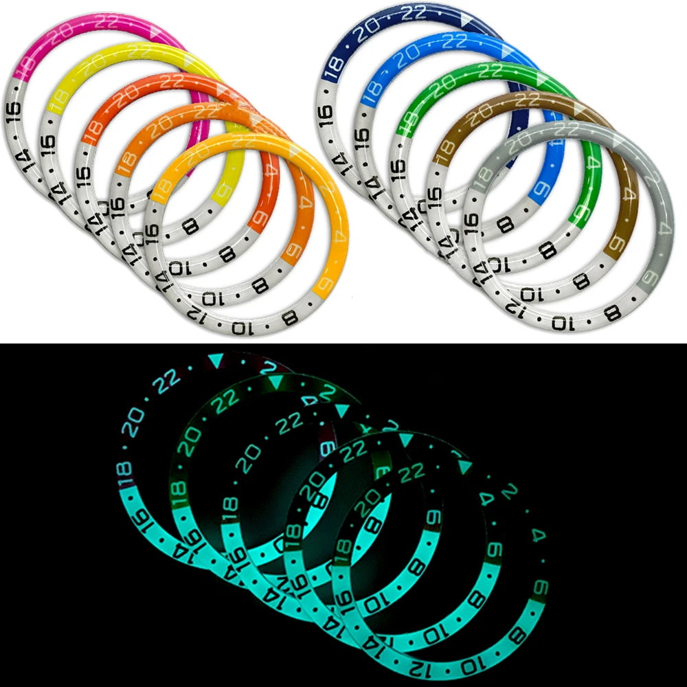 

38mm Watch Bezel Blue Luminous Resin Bezels Replacement Case Ring Mouth Fit for SKX007 SKX011 SUB Watch Case Accessories