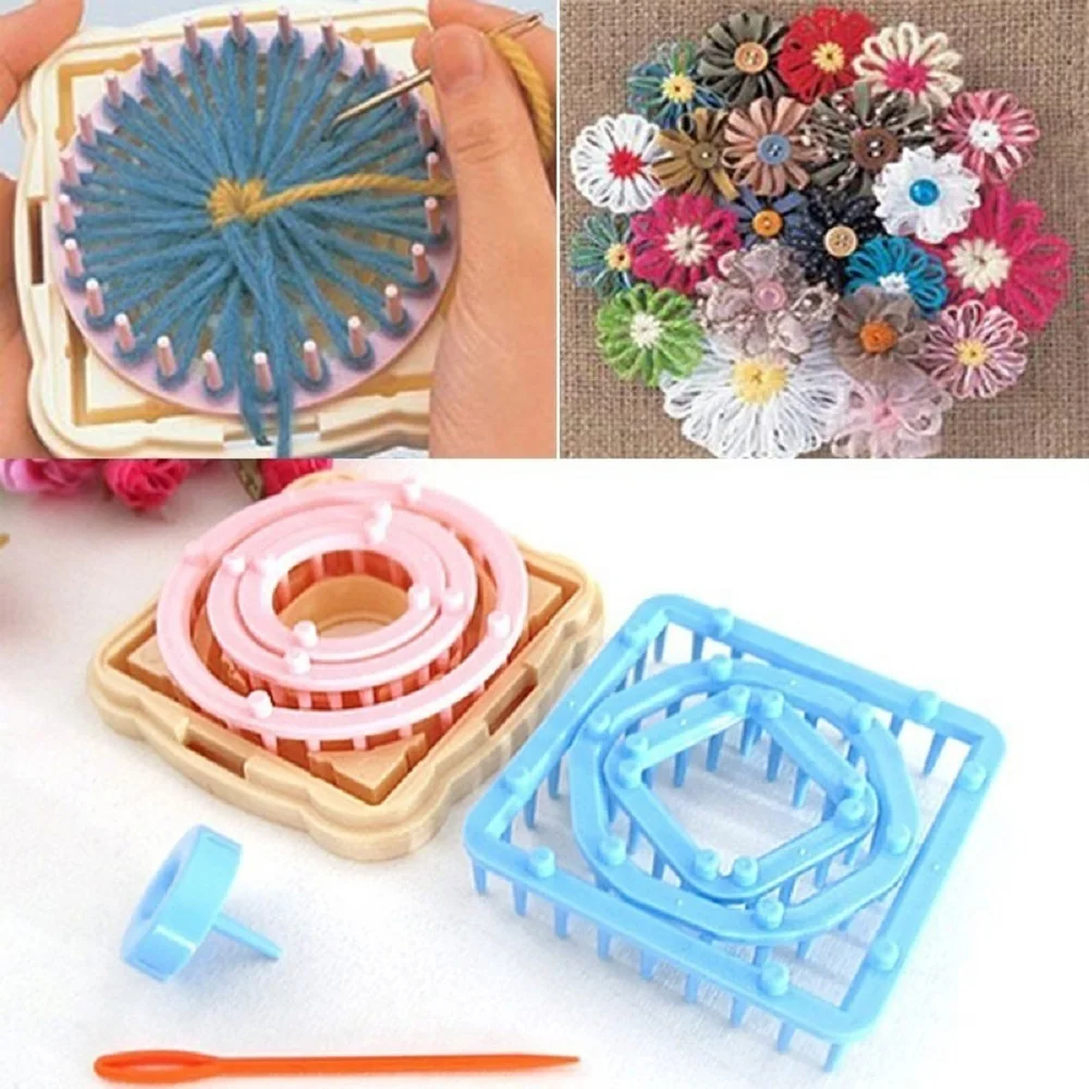 9pcs/ Set Flower Loom Petals Knitted Crochet Yarn Sewing Tool DIY Flower Pattern Maker Wool For Knitting Machine Scarf Socks