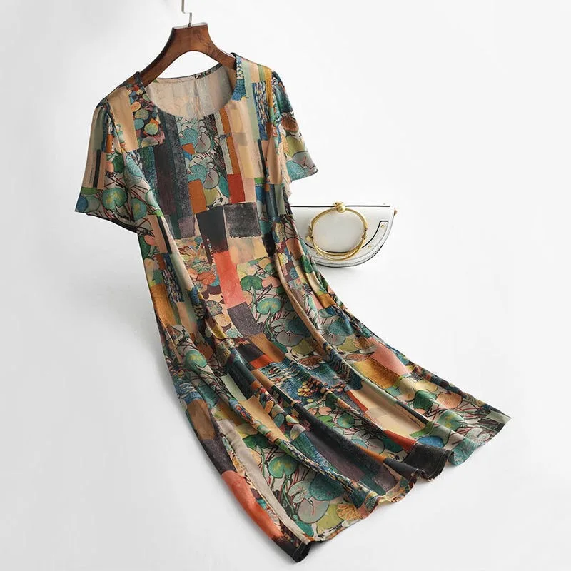 Cotton Floral Dress Bohemian Printed Beach Dress Woman Dress Vestido Femme Robe