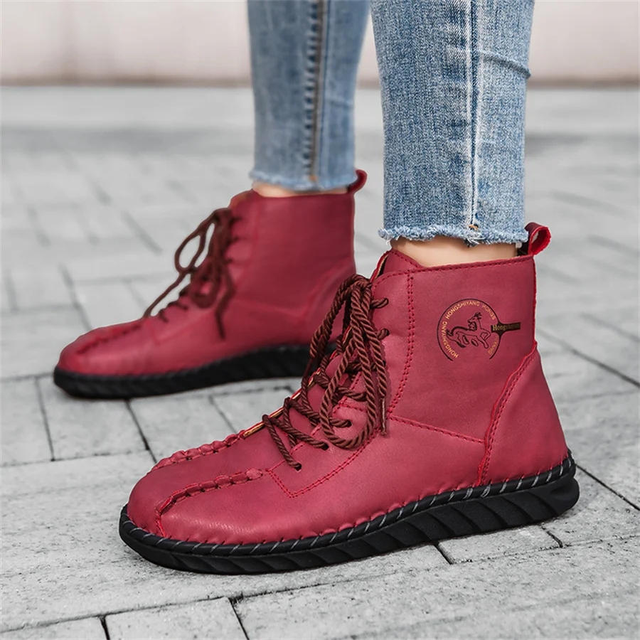 أحذية نسائية للفصول الأربعة، نعل ناعم جديد ومضاد للانزلاق، أحذية كاجوال مريحة عالية الجودة، أحذية عمل رياضية خارجية، أحذية جلدية مصنوعة يدويًا