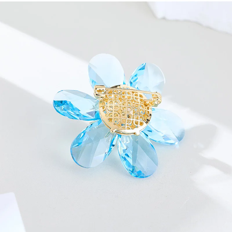 Роскошные ювелирные изделия Shi Family Crystal Небесно-голубая брошь с подсолнухом и аксессуар-брошь