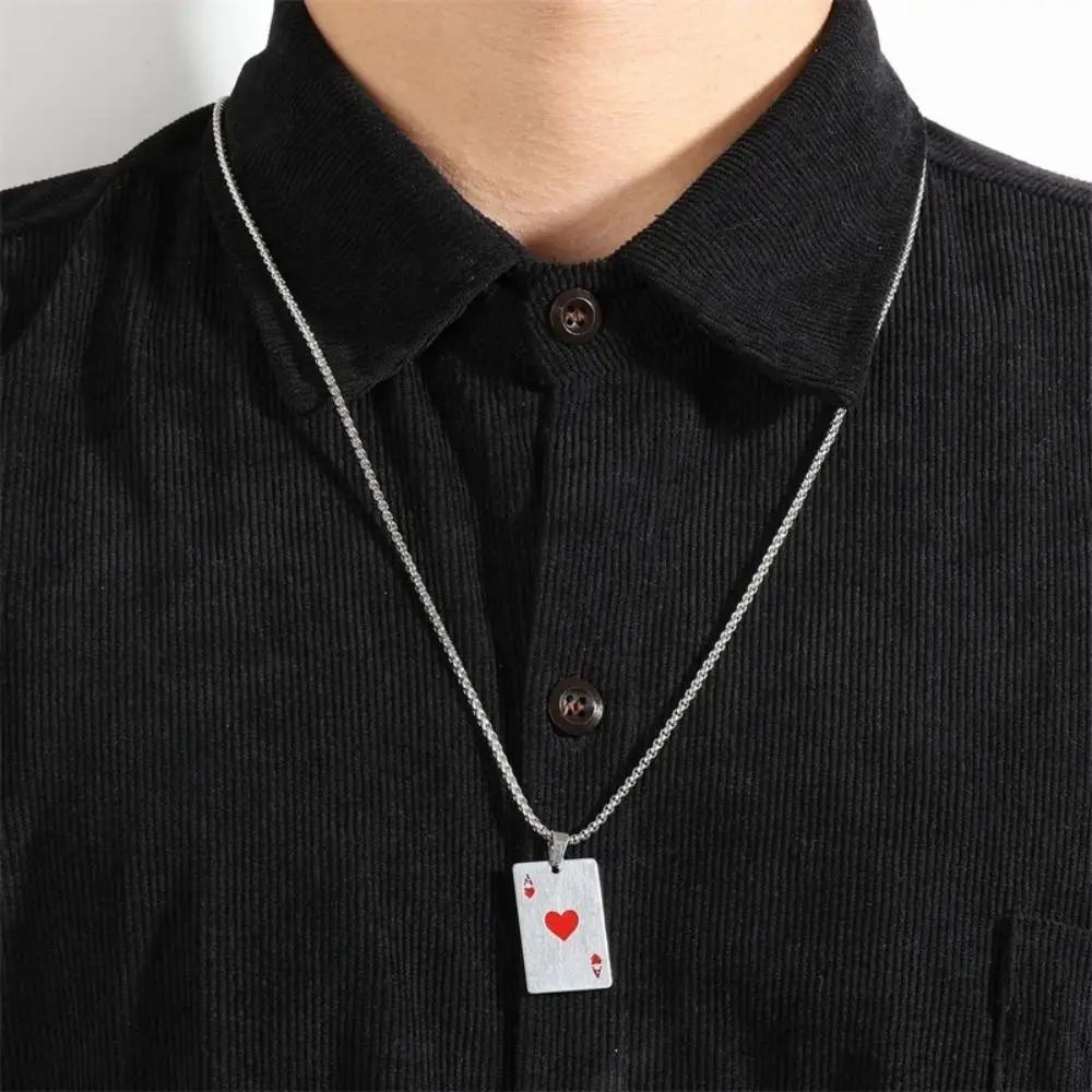 

Hip Hop Statement Poker Card Ace of Spades For Women Men Party Pendant Chain Stainless Steel Friendship Gifts