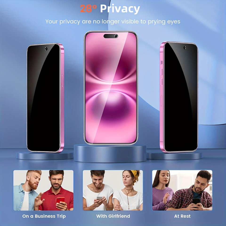 NNBILI 4 Piezas Protector de Pantalla de Vidrio Templado de Cobertura Completa para Varios iPhone 17 16 15 14 13 12 11 Pro MAX 2