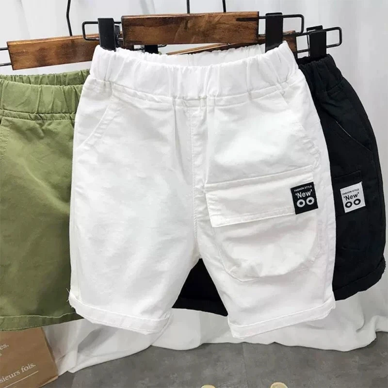 Children\'s Boy Summer Shorts Casual Loose Pants Kids Solid Color Boys Trousers Teenager Fashion Sports Mid-Short Trousers