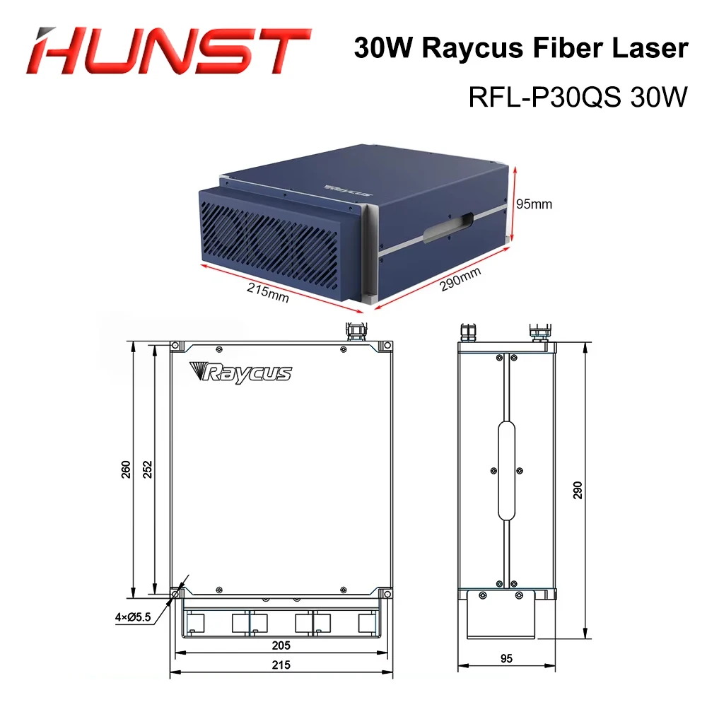 HUNST Raycus 20W 30W Source Laser à Fiber d'impulsion à commutation Q RFL-P30QS pour Machine de marquage et de gravure de longueur d'onde 1064nm
