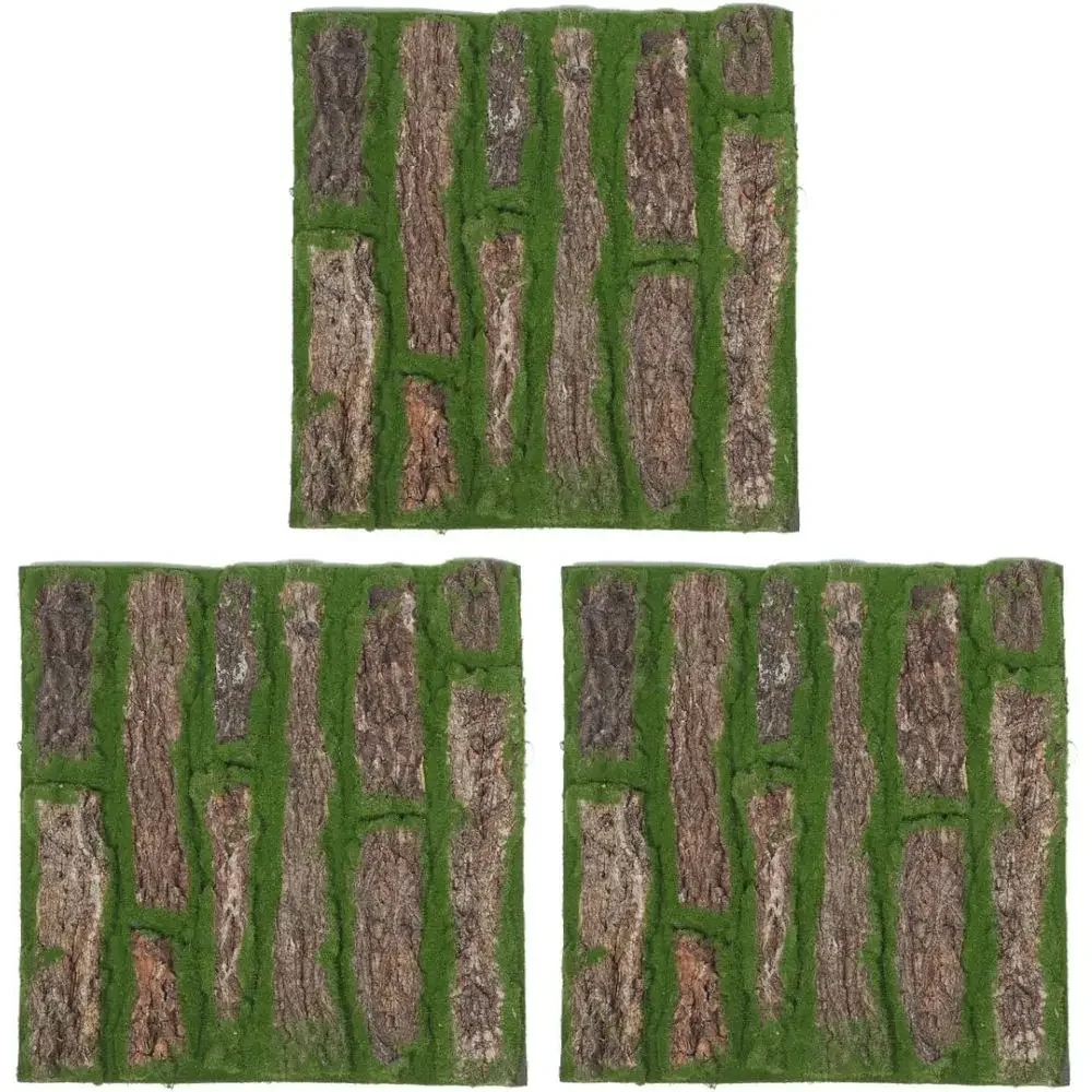 3-Piece Fake Moss Mat - Lifelike Artificial Moss for Micro Landscape or Miniature Garden, Indoor/Outdoor Home and Office Decor