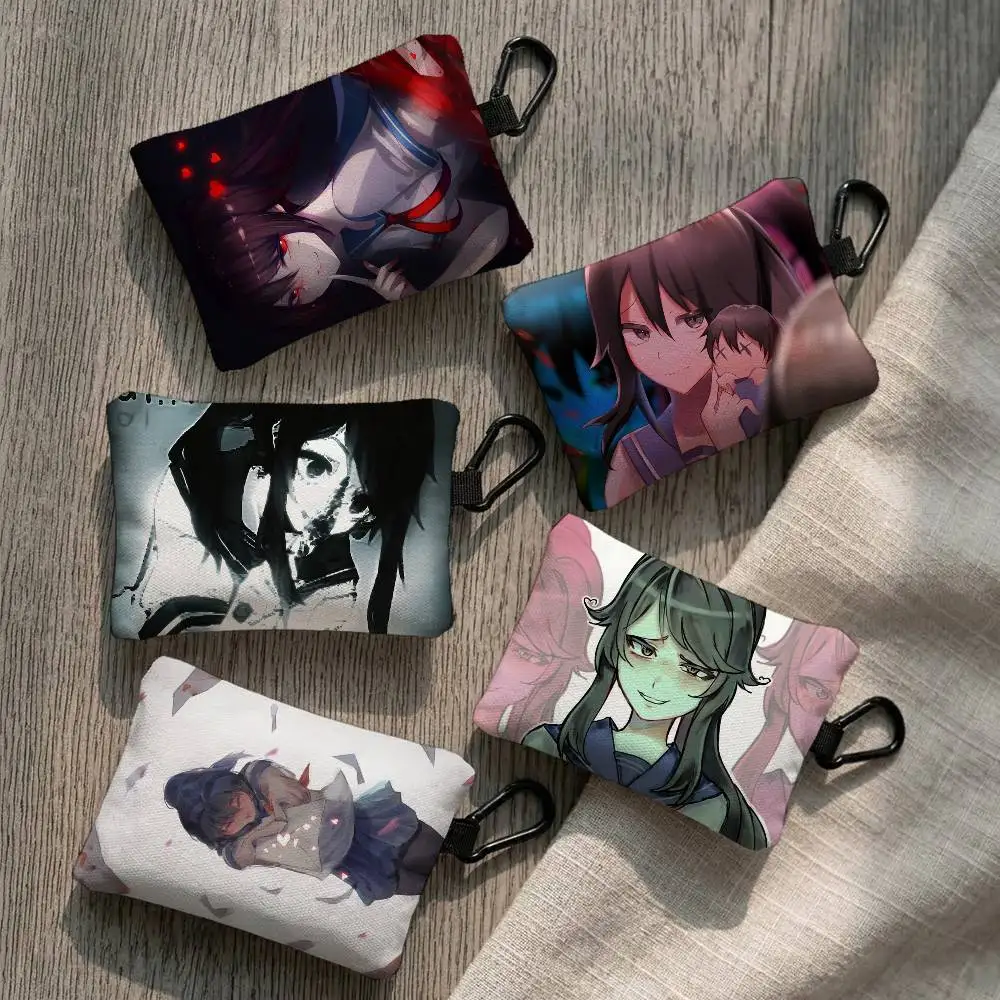 Yandere S-Simulator Ayano Aishi Everyday Oxford Cloth Zipper Coin Purse - Lightweight Card Holder & Hanging Key Pouch