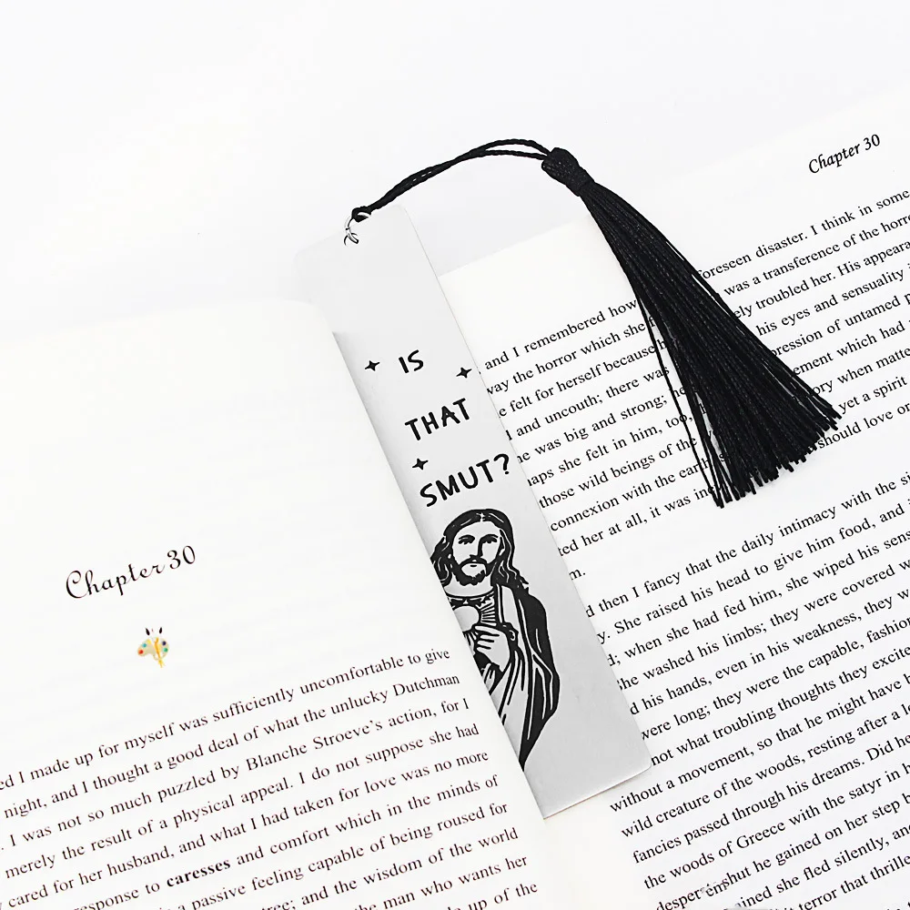 Metal engraçado Bookmark com Tassel, Amante do livro, Humor Espreitando, Presente de aniversário do leitor do marcador do livro de Jesus