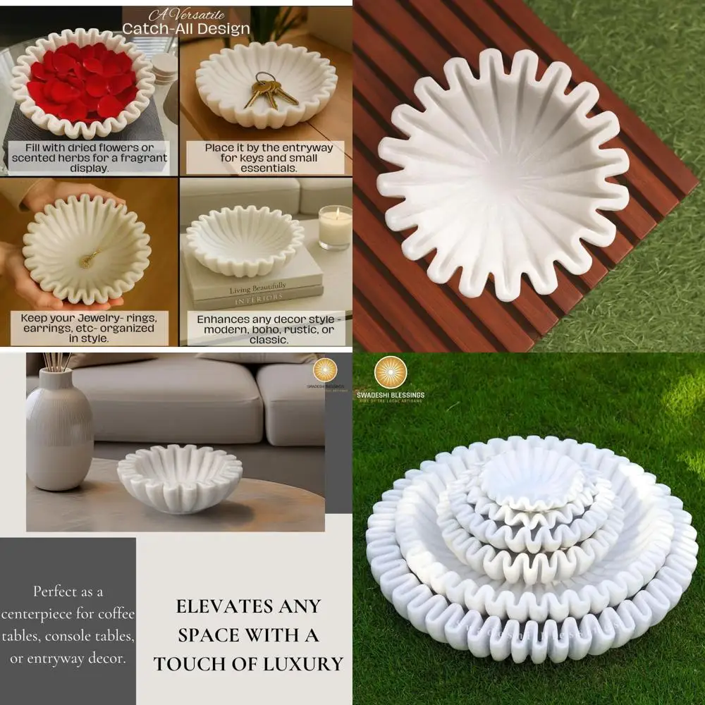 

Винтажная мраморная чаша с рюшами - 6 антикварных фруктовниц для декоративных цветов, подарков