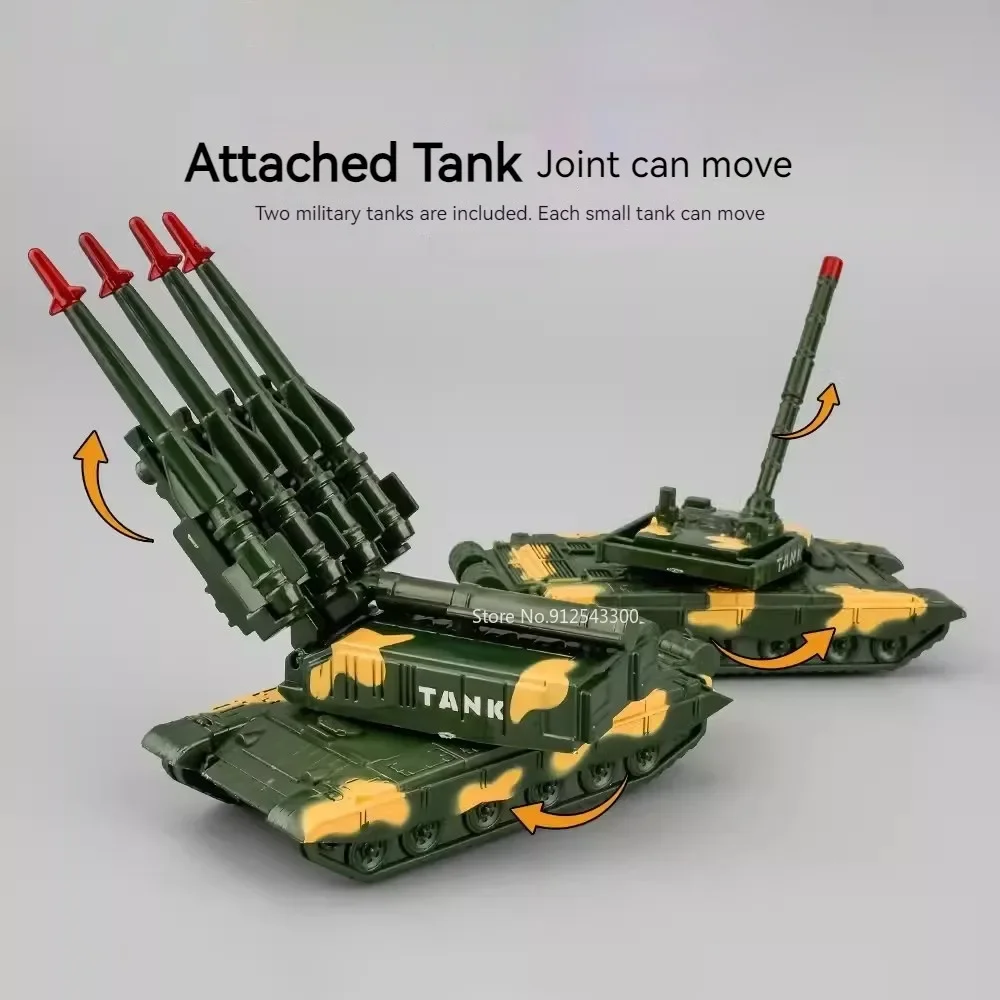 1:32 Military Tank Transport Alloy Car Models Toy Diecast Metal Doors Opened Vehicle Sound Light Pull Back Toys for Kids Gifts