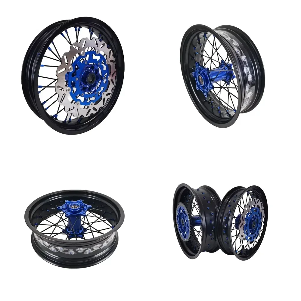 【2026 New Design】 2023 New Model Supermoto Wheel Set 7116 Aluminum Alloy Wheel Rim With 6061 Blue Hub for YZ YZF