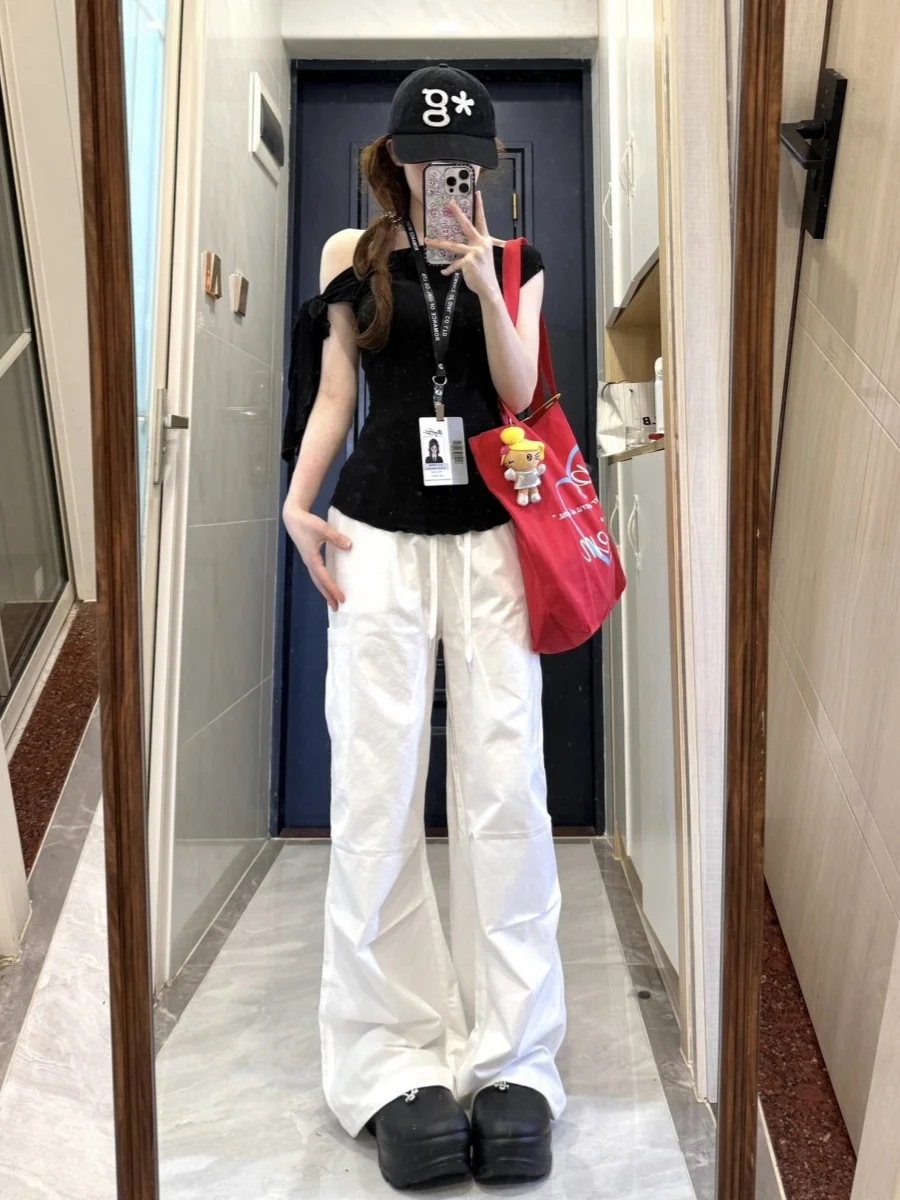 Ultra-Long 80cm High Waist Straight Leg Sportswear Trousers Women's Summer Loose Wide Leg Casual Qui Dry Workwear Pants