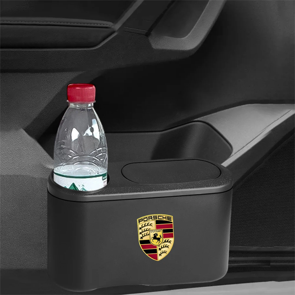 Cubo de basura colgante para puerta de coche, contenedor con soporte para botella de agua para 928 Porsche Boxster Cayenne Panamera Carrera-GT 918-Spyder 968