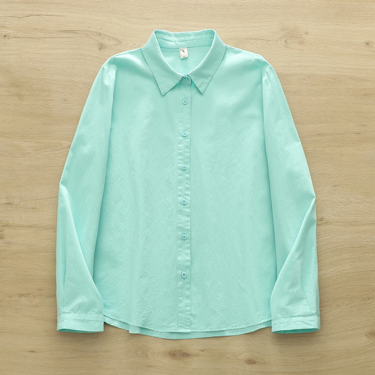 Simple solide décontracté femmes chemise 2025 nouvelles dames doux confort 100% coton à manches longues Blouse et hauts bureau dame chemise vêtements