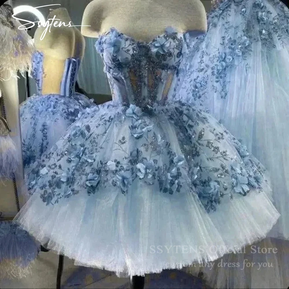 SSYTENS Pink Short Homecoming Dresses Vestidos De Festa Sexy Sweetheart Lace 3D Flower Abendkleider Graduation Party Customized