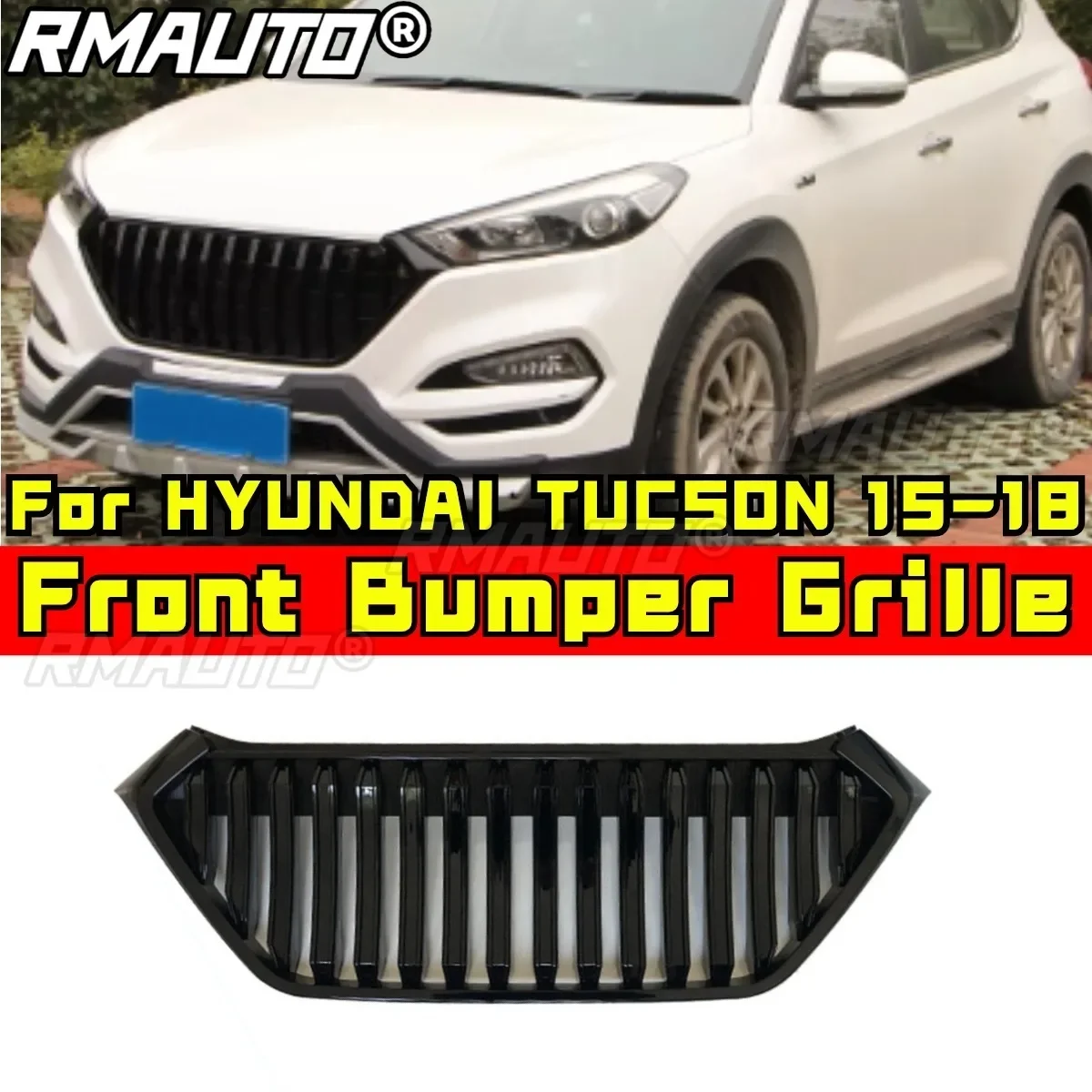 For HYUNDAI TUCSON Bumper Grill Racing Grills Car Front Grille Grillg Exterior Part For HYUNDAI TUCSON 2015-2018 Car Accessories