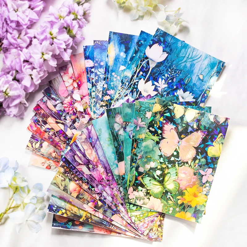 5 pcs/pack Large size Plant Flowers Stickers aesthetic Adhesive Diy Decorative Scrapbooking Album Stationery junk journal suppli