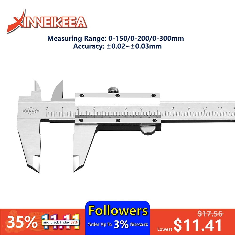 0-150mm 0-200mm 0-300mm Double Jaw Vernier Caliper 4CR13 Stainless Steel Inner Diameter Outer Diameter Depth Measurement Caliper