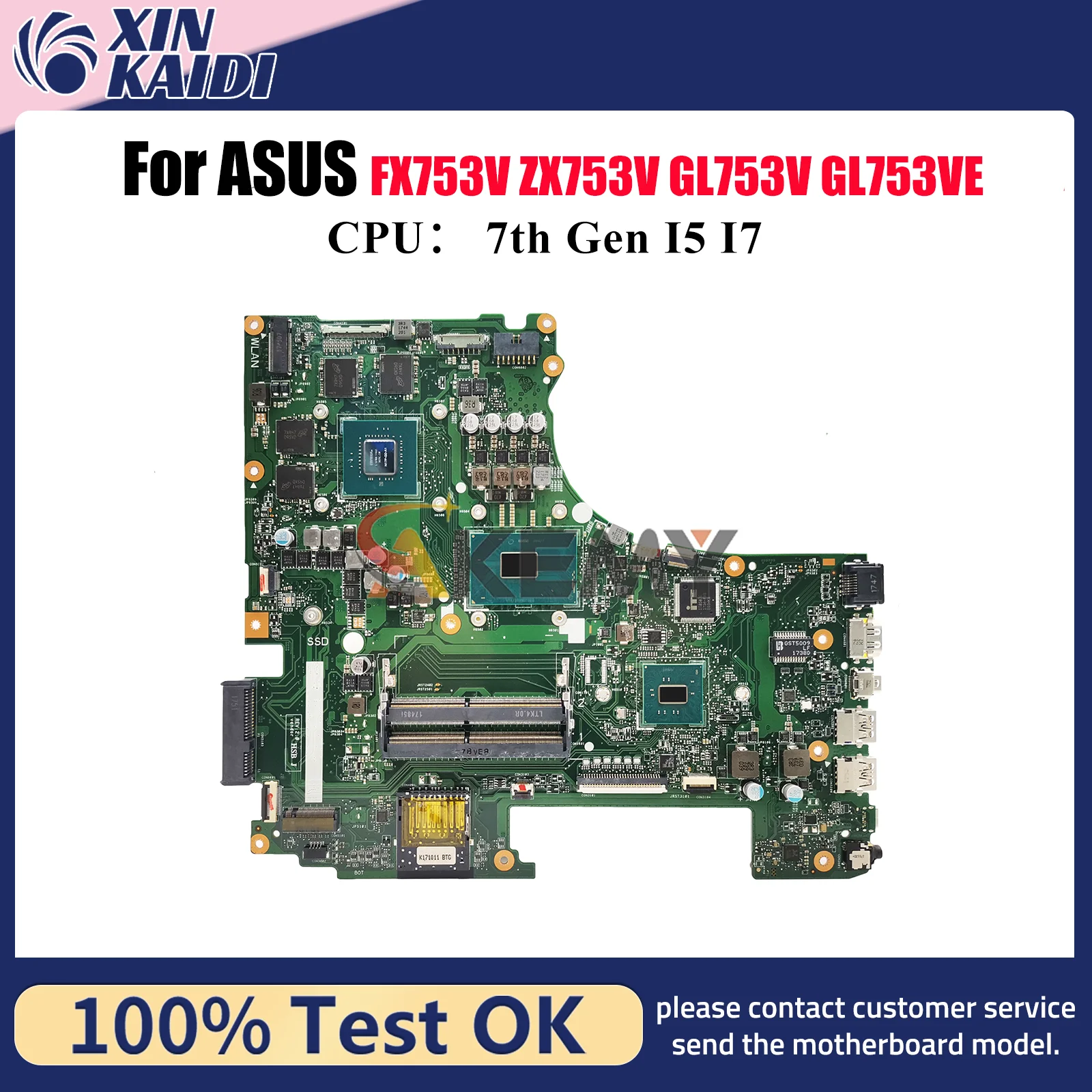 

GL753VD Laptop Motherboard For ASUS ROG Strix GL753VE GL753V ZX753V FX753V GL753VD Mainboard With I5 I7 CPU 100% tests OK stk