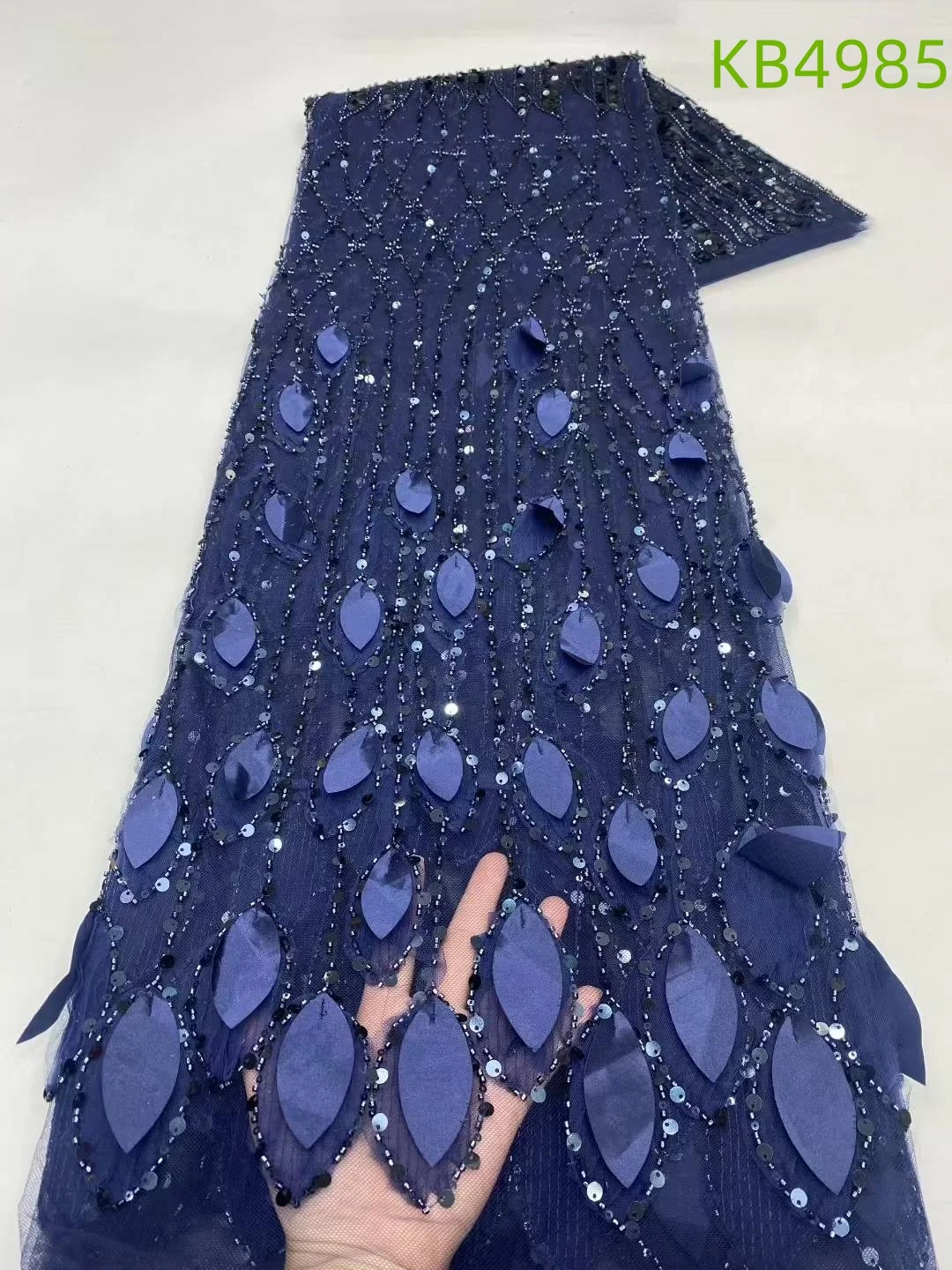 

Royal Blue Sequins Tulle Lace Beaded Embroidery Lace Fabrics African Lace Fabric 5 Yards High Quality 2025 For Sewing KB4985