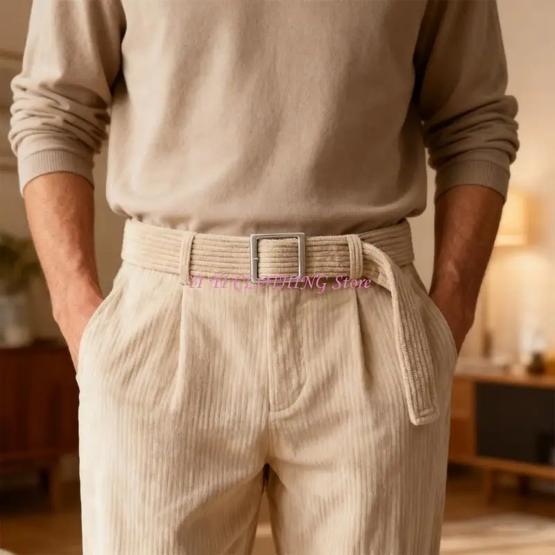 

N5KF Soft Corduroy Belt Adjustable Strap For Men Women Simple Practical