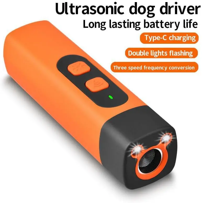 

Pet Dog Repeller Ultrasonic Dog Training Device Rechargeable Anti Dog Bark Deterrent Device with LED Flashlight
