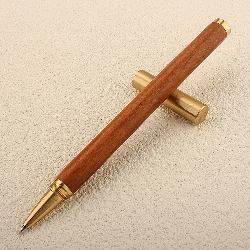 

High Quality Wood ballpoint Pen Sandalwood bronze Rollerball Pens Business Office School Supplies Writing Ink Pens