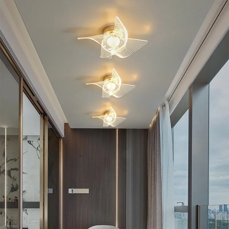 

Acrylic Led Ceiling Lamps Modern Gold Chandelier Nordic Corridor Aisle Cloakroom Hallway Balcony Decor Lighting