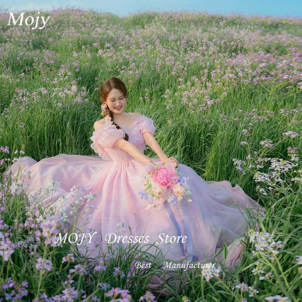 

Mojy Fairy Lavender A-line Wedding Dresses Spaghetti Strap Tulle Pleat Korea Photoshoot Floor-length Party Dress Customized 2025
