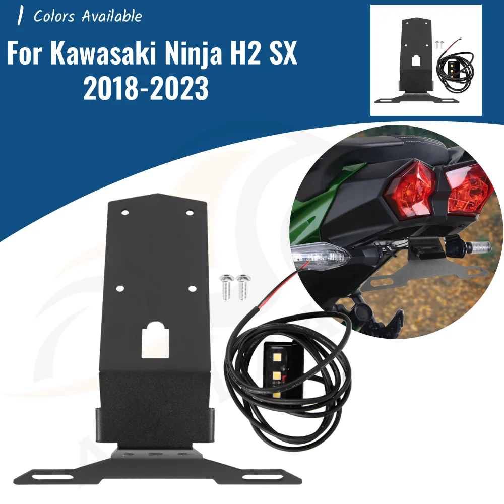 

For Kawasaki H2 SX 2018-2023 License Plate Holder Bracket Mount Tail Tidy Fender Eliminator LED Light Motorcycle Accessories