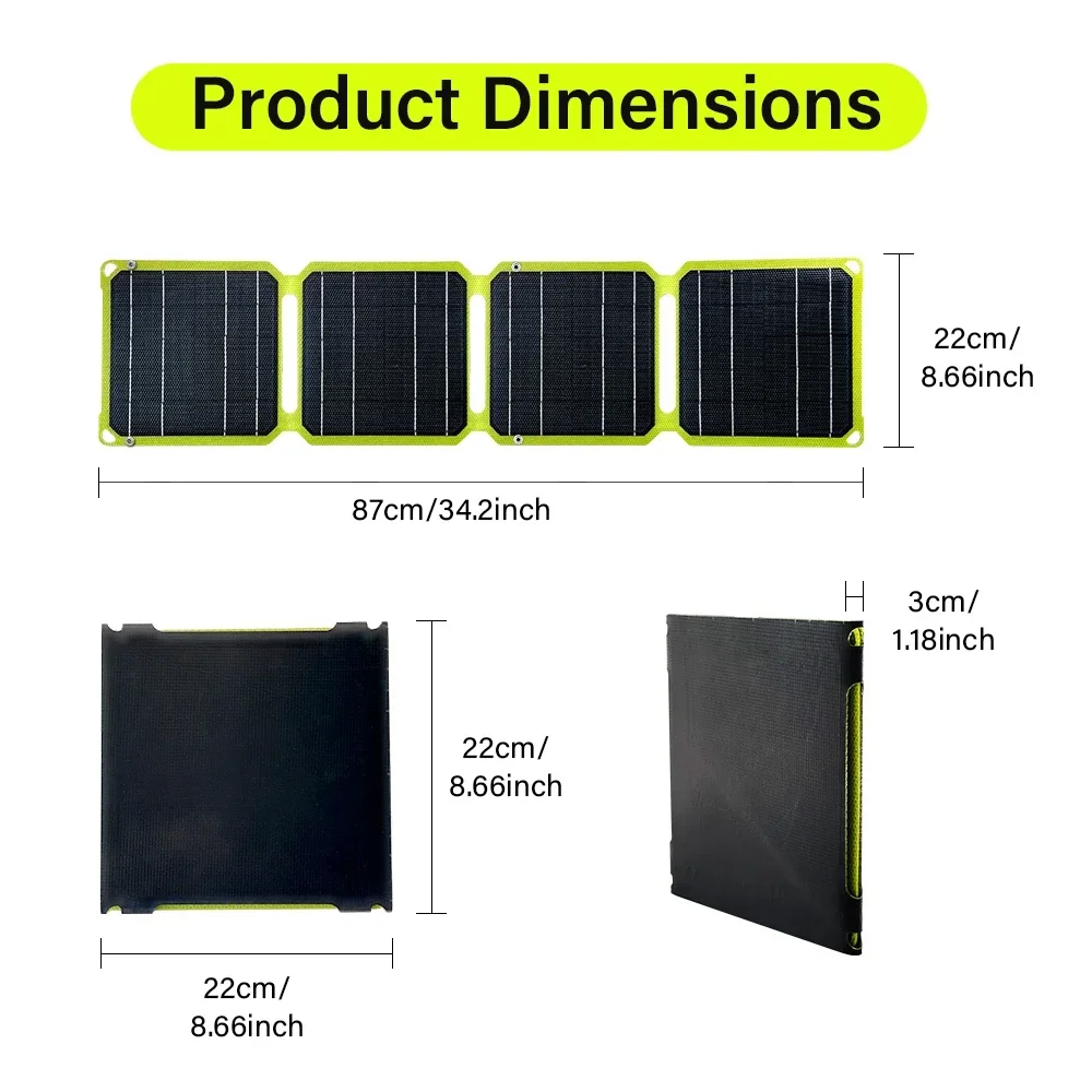 Outdoor powerful flexible Solar Panel 5v 40w Portable battery mobile phone charge PD QC 3.0 9V 12V For USB A C cells Power bank