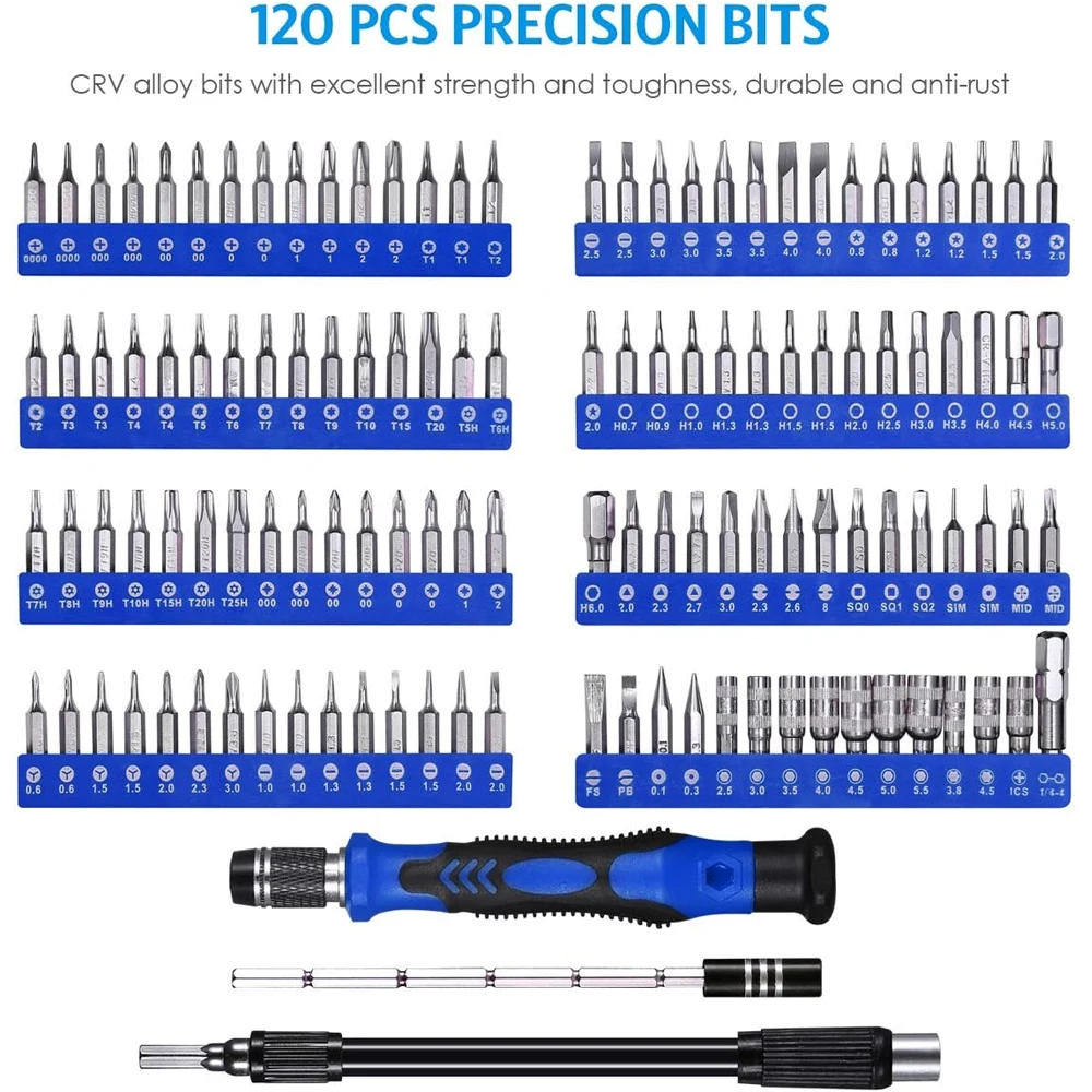 Galacok Precision Screwdriver Set 142 in 1 Magnetic Repair Tool Kit with 120 Torx Phillips Hex Bits for iPhone Xiaomi Jewelry PC