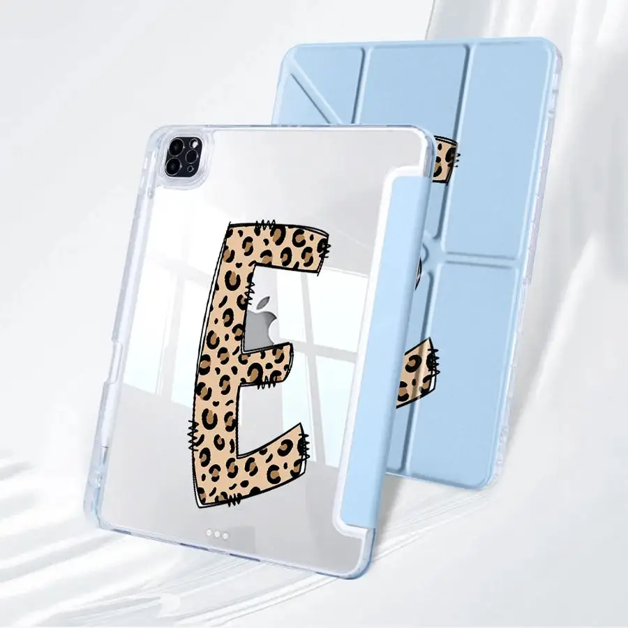 Leopard Letter E Tablet Case For iPad Pro 11th 10th 9th 8th 12 Air 4 5 M3 M2 M4 11inch Mini 6 7 Pro 2025 Holder Cover Y-Fold