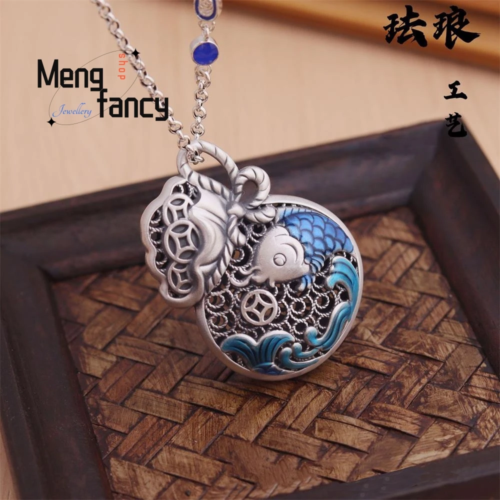 

S999 Pure Silver Vintage Blessed Bag Money Pendant Ethnic Style Does Not Lose Colour Exquisite Handicraft Luxury Fashion Jewelry