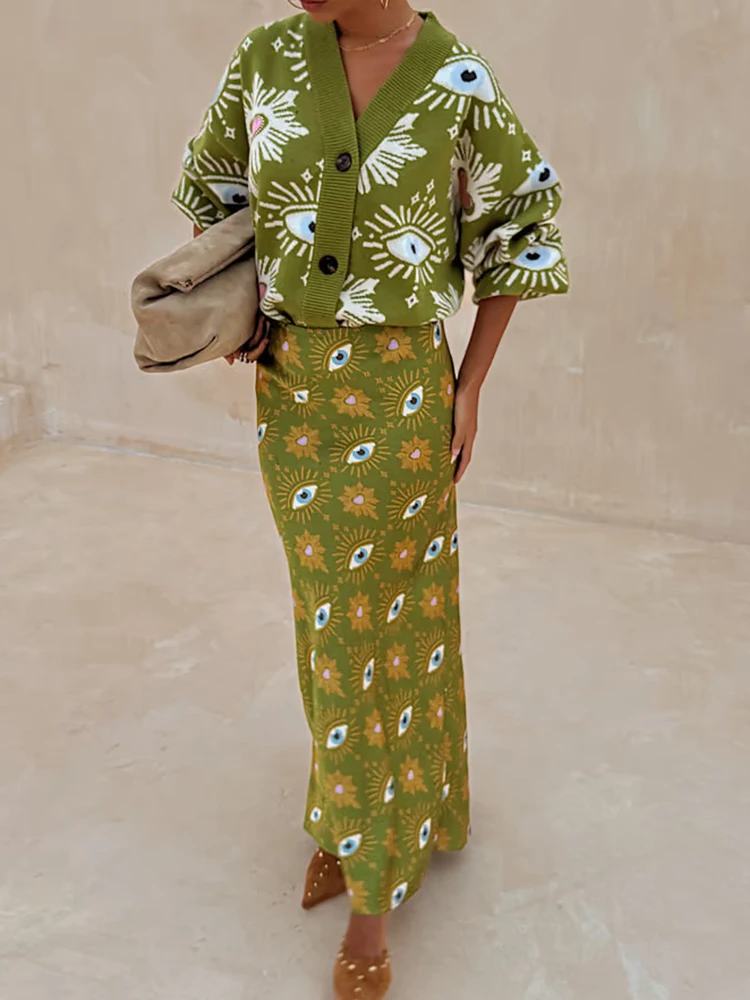 عين الشيطان المطبوعة شيك التنانير الطويلة مزاجه عالية الخصر ضئيلة التفاف الوركين التنانير سيدة أنيقة التباين اللون حزب نصف التنانير #4