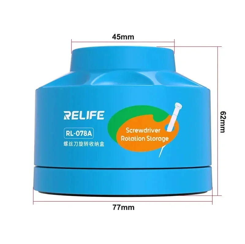 RELIFE RL-078A Caja de Almacenamiento Giratoria para Destornilladores para Reparación de Teléfonos Móviles Múltiples Agujeros Soporte de Almacenamiento de Puntas de Soldador 6