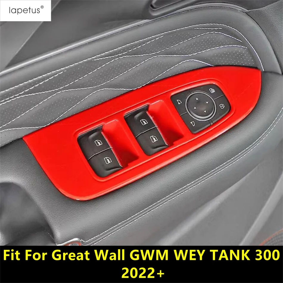 

Car Inner Armrest Window Lift Button Control Panel Cover Trim For Great Wall GWM WEY TANK 300 2022 2023 Red Accessories Interior