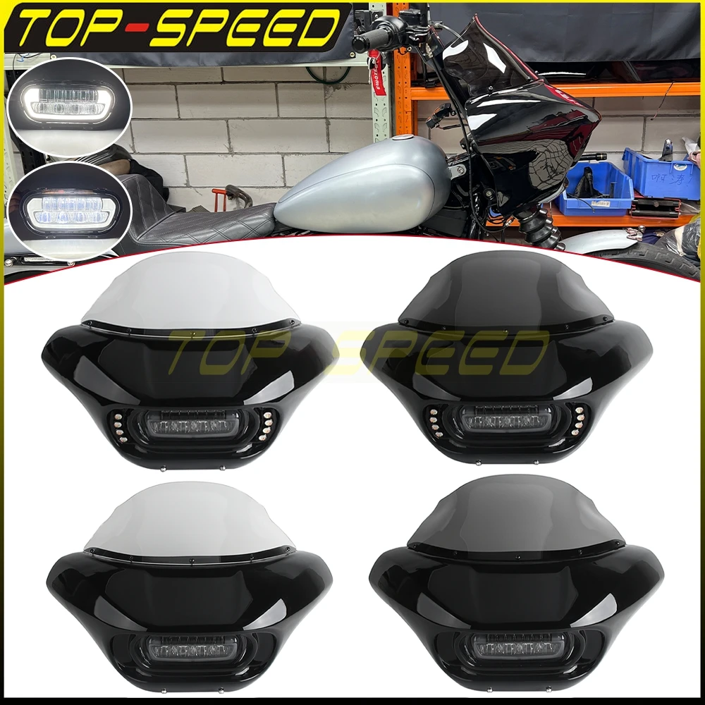 

Motorcycle Headlight Fairing For Harley Softail FXBB FXBBS FXLR FXST 2018-2025 Club Shark Style Front Fairings Windshield Cowls