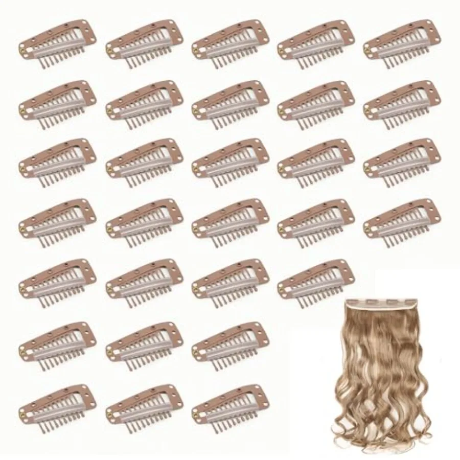 Wig Clips for Hair Extensions, 10-Teeth Metal Clips, Black, Secure Grip and Reusable
