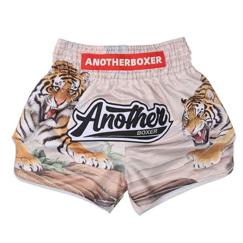 Herren Damen Muay Thai Boxkampf-Shorts Premium Satin Tiger Shorts für Kickboxen Kampfsport MMA Kampfsport-Trainingskleidung