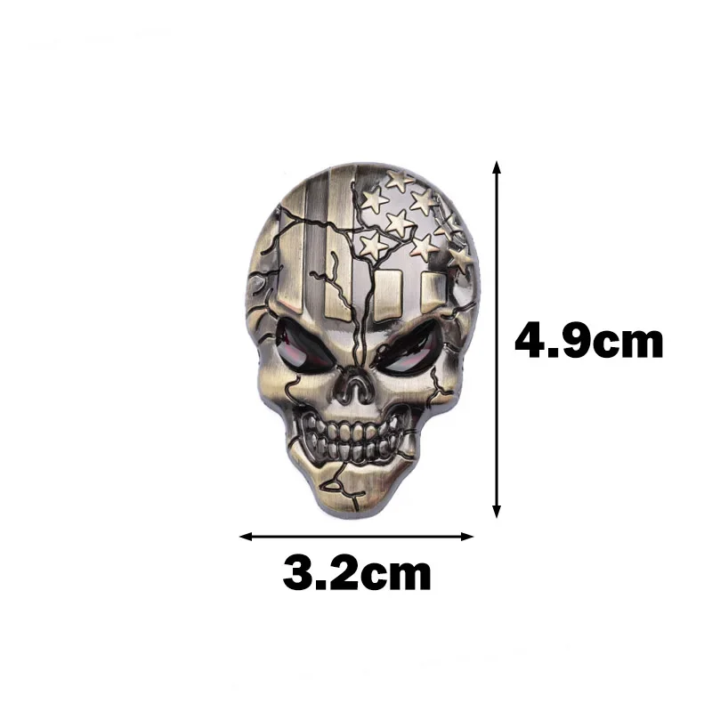 Zinc Alloy Metal Car Sticker, 3D Demônio Crânio, Motocicleta Logotipo, Crânio Emblema, Emblema, Carro Styling Adesivos, Moda, 1Pc