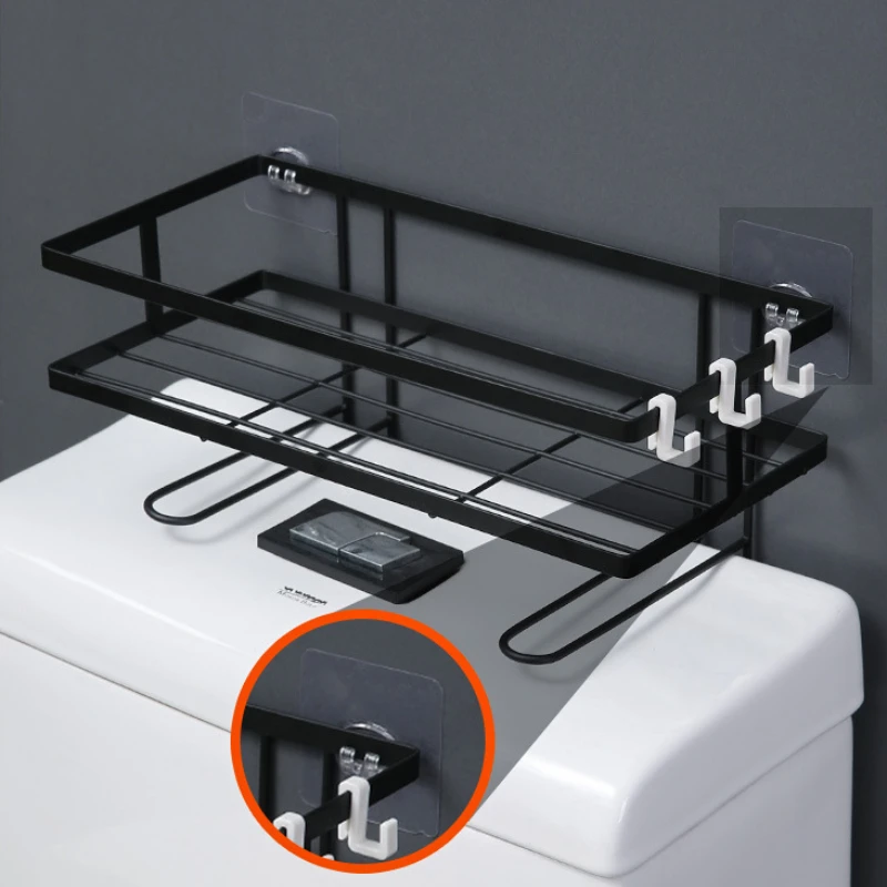 1pcs Bathroom Accessories Shelf Above The Toilet Tank Wrought Iron Toilet Punch-free Multi-functional Storage Rack Toilet Shelf