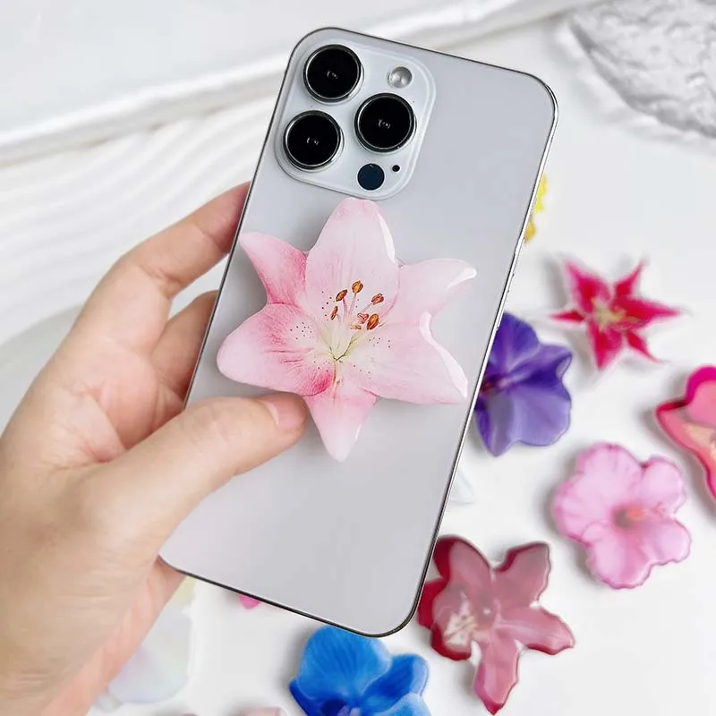 Cute Phalaenopsis Phone Holder Socket Grip Network Hot Talent Recommendation Foldable Cymbidium Phone Bracket For IPhone 16 view 3