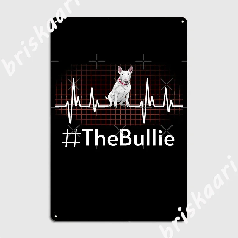 Bull Terrier Heartbeat Metal Plaque Poster Garage Decoration Club Home Living Room Printing Tin Sign Poster