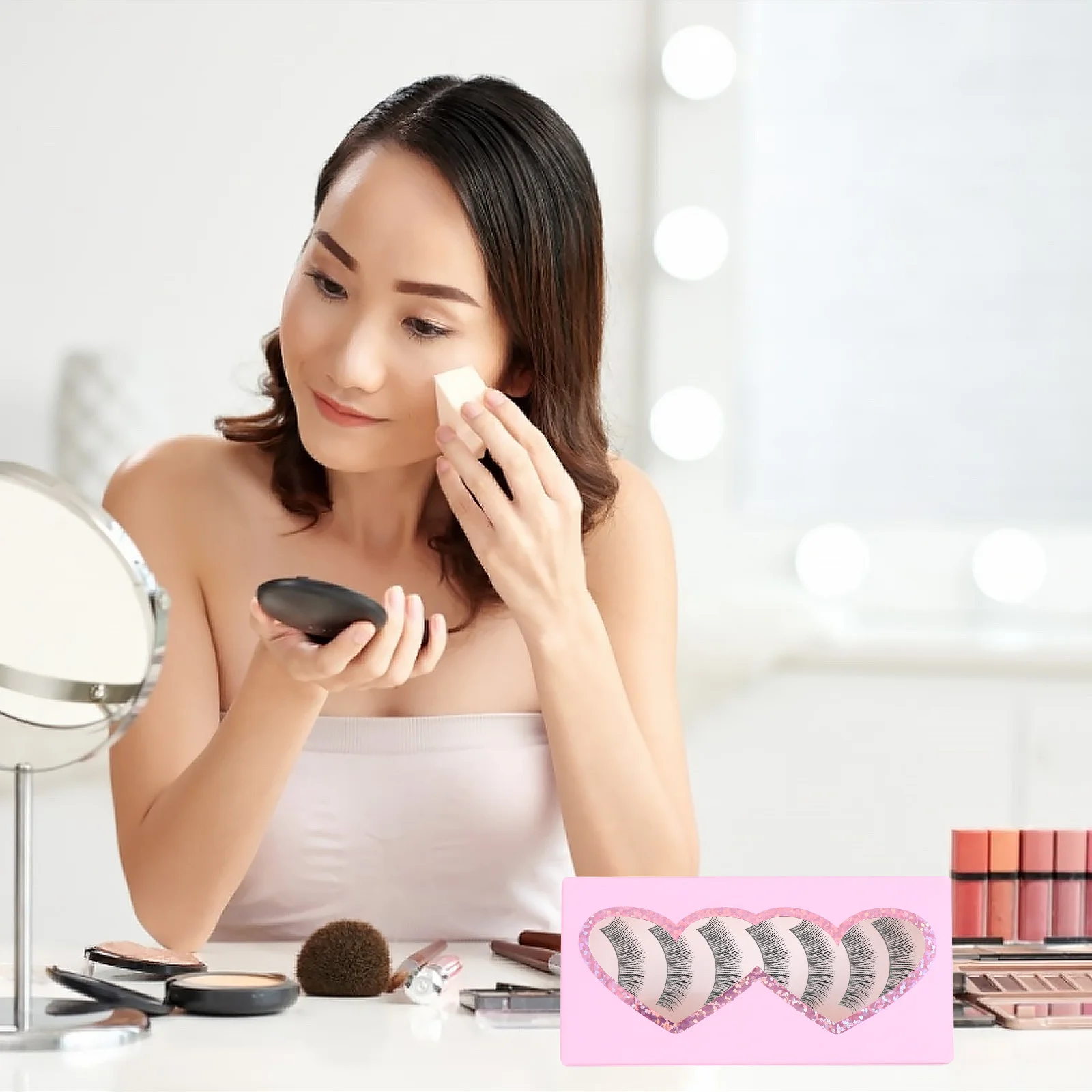 Scatola per imballaggio per ciglia finte da 10 pezzi Organizzatore leggero per riporre ciglia con buona tenuta per tavolo da trucco per borse per cosmetici