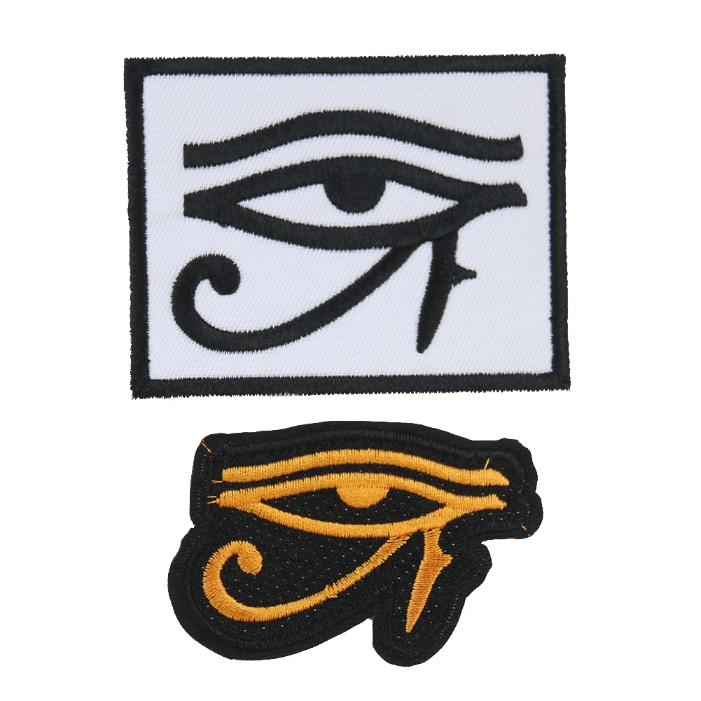 2Pcs Oog Van Horus Patch Oude Egyptische Symbool Bescherming Borduurwerk Doek Stickers Ijzer Op Sew Patch Badge Applique Voor kleden