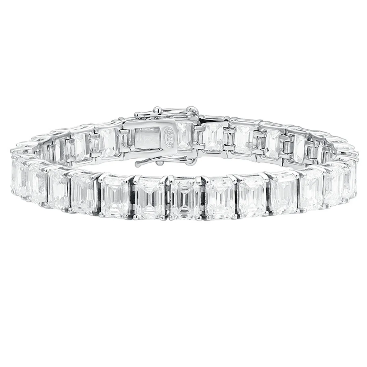 14K Solid Gold Lab-Grown 0.3ct Emerald Cut Diamond Bracelet Platinum 925 Silver Gold Plated Custom Wholesale