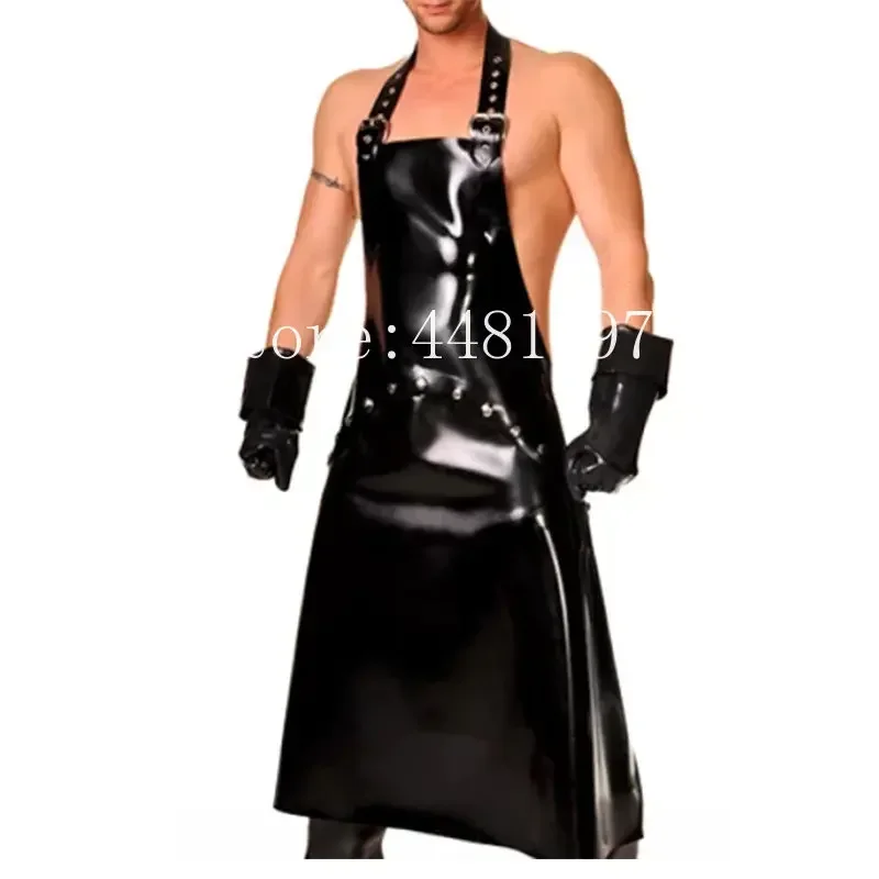 Sexy Men Male Lingerie Plus Size Catsuit Latex Jumpsuit Apron Cosplay Clubwear